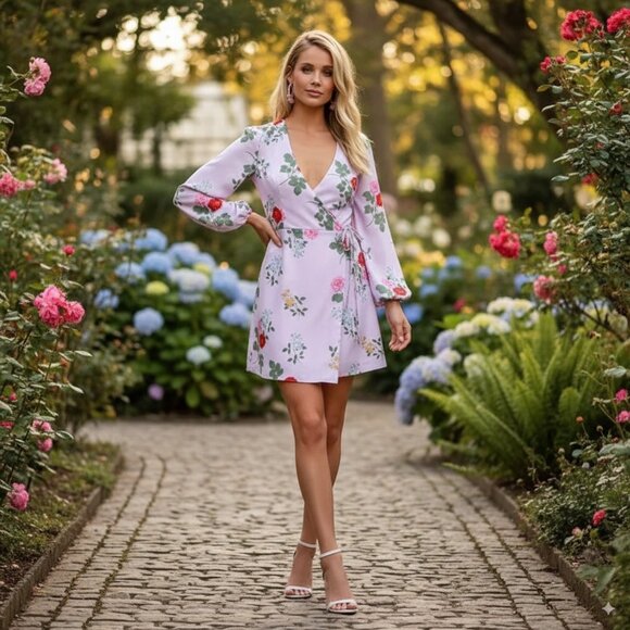 KEEPSAKE the Label Dresses & Skirts - Keepsake Pretty One Lilac Floral Print Wrap Dress